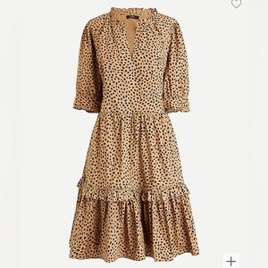 JCrew Ruffleneck tiered popover dress in leopard dot